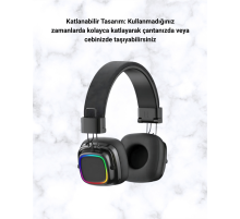 RGB Işıklı Katlanabilir Bluetooth 5.3 Kulak Üstü Kulaklık