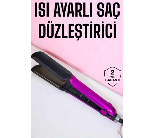 Saç Düzleştirici Isı Ayarlı Seramik Kaplama Döner Kablo Yıpranma Karşıtı