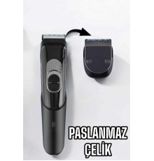 Saç Sakal Vücut Şarjlı Kablosuz Tıraş Makinesi Profesyonel Paslanmaz Çelik