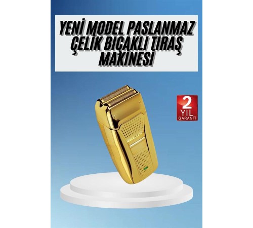 Sakal Kesme Tıraş Makinesi Paslanmaz Çelik Gold Şarjlı