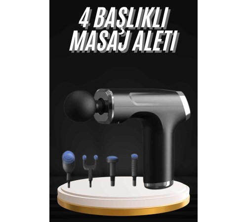 Şarjlı Masaj Tabancası 4 Başlıklı Mini Masaj Tabancası ve Masaj Aleti