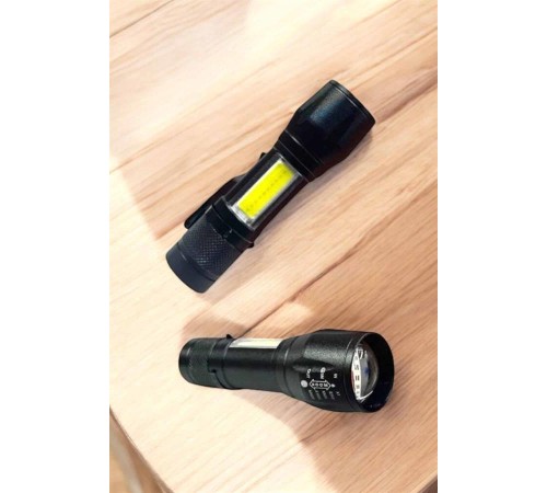 Şarjlı Metal Zoomlu El Feneri Işıldak Led Işık Taşınabilir El Lambası