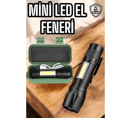 Şarjlı Metal Zoomlu El Feneri Işıldak Led Işık Taşınabilir El Lambası