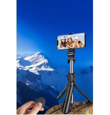 Selfie Çubuğu Tripod Kumandalı Telefon Tutucu Siyah