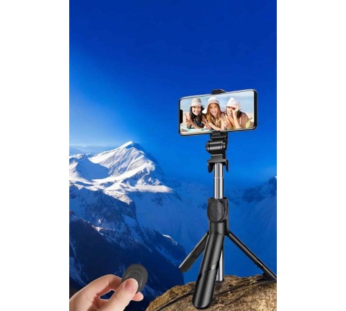 Selfie Çubuğu Tripod Kumandalı Telefon Tutucu Siyah