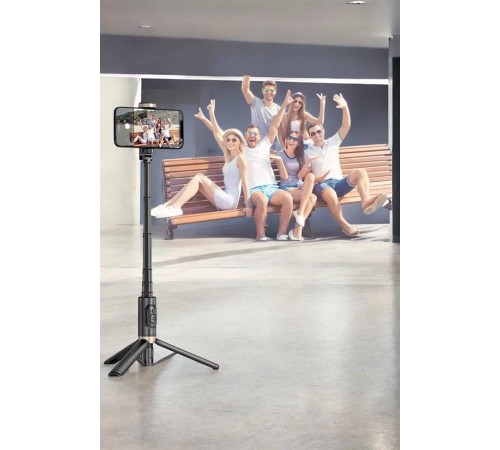 Selfie Çubuğu Tripod Kumandalı Telefon Tutucu Siyah