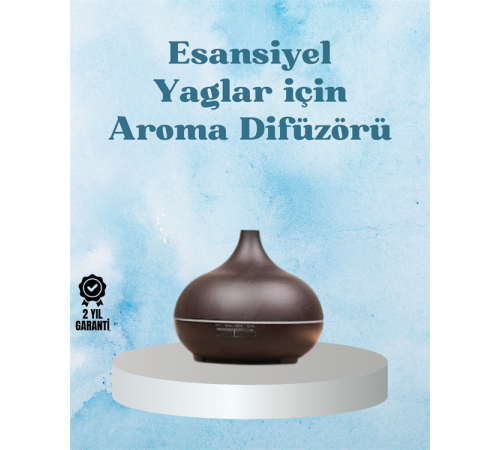 Sessiz Çalışan Aromaterapi Difüzörü – 4 Zaman Ayarlı, 7 Renkli Işık Seçeneği