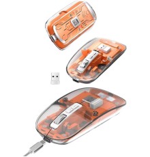 Sessiz Tıklama Çift Modlu Bluetooth Ve Alıcı Şeffaf Mouse Fare