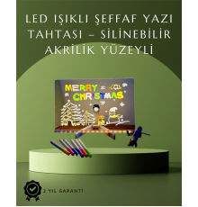 Şık ve Modern LED Pano – Neon Işıklı Silinebilir Akrilik Yazı Tahtası, 7 Renkli Kalem Dahil