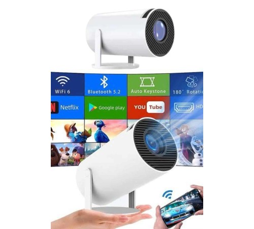 Sinema Projektörü Android HDMI USB WİFİ Ses Çıkışlı Ayaklı Projeksiyon Taşınabilir