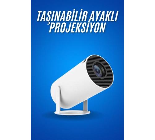 Sinema Projektörü Android HDMI USB WİFİ Ses Çıkışlı Ayaklı Projeksiyon Taşınabilir