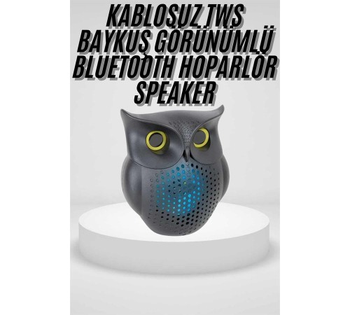 Siyah Bluetooth Hoporlör Baykuş Speaker Bluetooth 5.0 Bağlantılı
