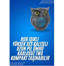 Siyah Bluetooth Hoporlör Baykuş Speaker Bluetooth 5.0 Bağlantılı