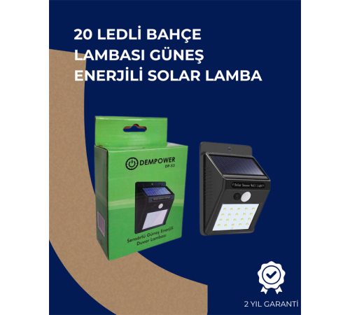 Solar Enerjili 20 LED Duvar Lambası | Hareket Sensörlü, Su Geçirmez, Kablo Gerektirmez
