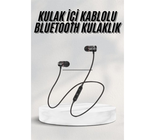 Sports Mıknatıslı Siyah Bluetooth Kulaklık Kablolu Uzun Pil Ömrü
