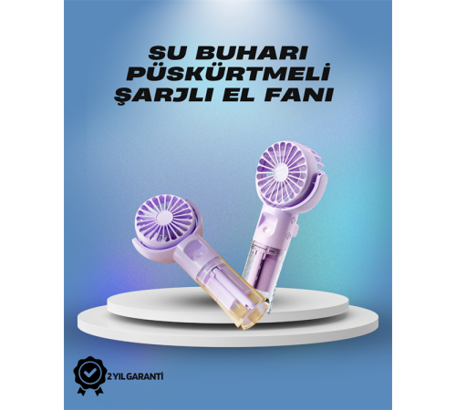 Su Sisi Püskürtmeli Taşınabilir El Fanı – Çocuk ve Öğrencilere Uygun, Kamp ve Seyahat İçin