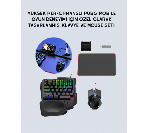 Tak-Çalıştır Mobil Oyun Ekipmanları Seti – Klavye Mouse Dahil