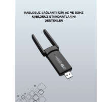 Tak-Çalıştır Özellikli Çift Bant WiFi Adaptör – 1200 Mbps