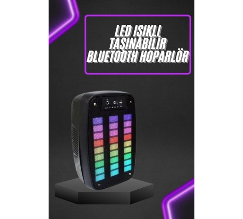 Taşınabilir 6.5 inç LED Bluetooth Kareoke Hoparlör RGB Işıklı Radyolu