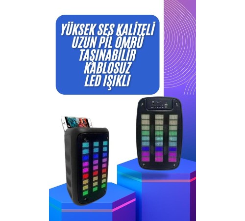 Taşınabilir 6.5 inç LED Bluetooth Kareoke Hoparlör RGB Işıklı Radyolu