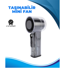 Taşınabilir El Fanı  100 Seviyeli Rüzgar Hızı Ayarı  Sessiz Çalışma - Dijital Ekranlı