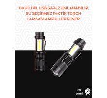 Taşınabilir Şarjlı LED Fener - 4 Modlu, 2000LM, Ayarlanabilir Odak