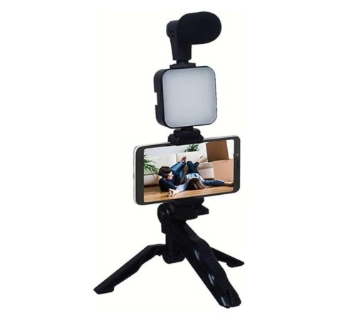 Telefon Tutucu Mikrofonlu Işıklı Youtuber Video Kayıt