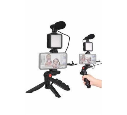Telefon Tutucu Mini Mikrofonlu Tripod Vlog Çekim Video