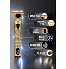 Tıraş Makinesi Şarjlı Profesyonel Saç Kesme Makinesi Gold Çizik Tıraş
