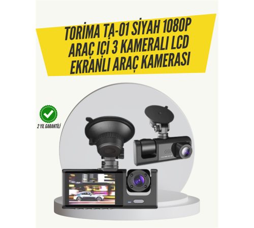 TA-01 3 Kameralı 1080P Araç Kamerası Siyah