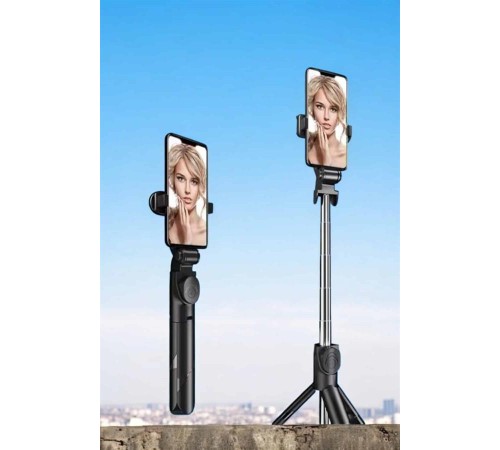 Tripod Kablosuz Bluetooth Bağlantılı Selfie Çubuğu 360 Derece Dönebilen