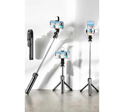 Tripod Kablosuz Bluetooth Bağlantılı Selfie Çubuğu 360 Derece Dönebilen