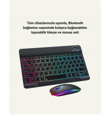 Tüm Cihazlarla Uyumlu RGB Işıklı Kablosuz Klavye ve Mouse Seti