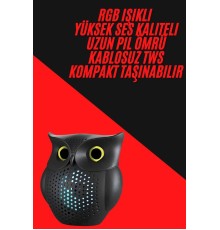 TWS Bluetooth Hoparlör Baykuş Tasarımlı Taşınabilir RGB Işıklı Uzun Pil Ömrü