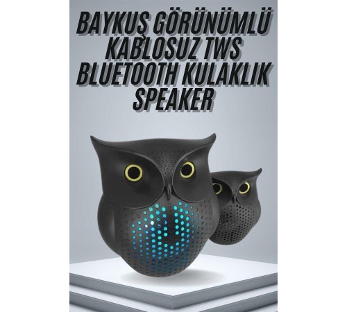 TWS Bluetooth Hoparlör Baykuş Tasarımlı Taşınabilir RGB Işıklı Uzun Pil Ömrü