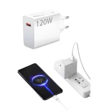 Type C Yüksek Hızlı Şarj Aleti Beyaz 120W Ultra Uzun Ömürlü