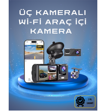 Üç Kameralı 1080p Full HD Araç İçi Kamera – G-Sensörlü ve Gece Görüşlü