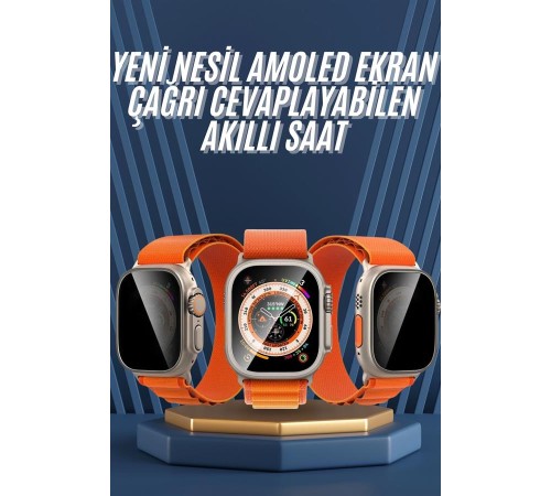 Ultra Max Kordon Kilitli Akıllı Saat Amoled Ekran Titreşimli Çağrı Cevaplayabilen