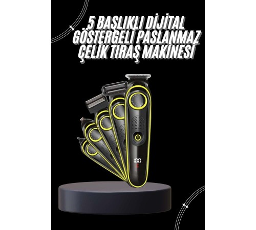 Unısex Çok Fonksiyonlu Bakım Seti Led Göstergeli Tıraş Makinesi Saç Sakal Vücut