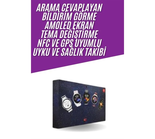 Unısex Yuvarlak Ekranlı 7 Kordonlu Akıllı Saat GPS Destekli Çoklu Kordon Seçeneği