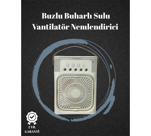 USB Bağlantılı 3'ü 1 Arada Nemlendirici Mini Klima Fan | 7 Renk Işıklı