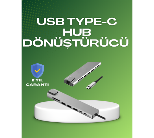 Seyahat Dostu 8‑in‑1 Hub – Şarj & Veri & Video & Ağ için Eksiksiz Çözüm