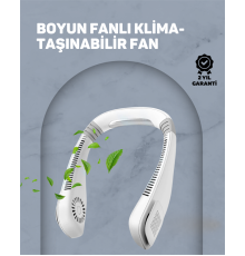 USB Şarjlı Giyilebilir Fan | 5 Kademeli Rüzgar Hızı, Sessiz Turbo Soğutma, 360° Hava Sirkülasyonu