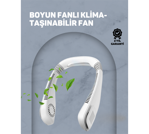 USB Şarjlı Giyilebilir Fan | 5 Kademeli Rüzgar Hızı, Sessiz Turbo Soğutma, 360° Hava Sirkülasyonu