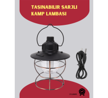 USB Şarjlı Retro LED Kamp Feneri – 4 Işık Modu, Su Geçirmez, Taşınabilir