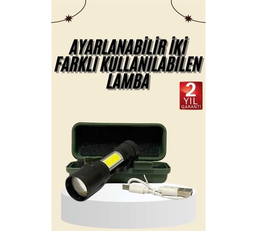 Uzun Menzilli Şarjlı El Feneri Uzun Ömürlü Led Işık Lamba Uzun Menzilli Şarjlı El Feneri Uzun Ömürlü Led Işık Lamba