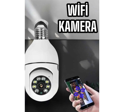 Wifi Kamera Duylu Ampul Görünümlü 360 Derece Dönebilen Ev Kamerası