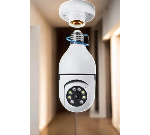 Wifi Kamera Duylu Ampul Görünümlü 360 Derece Dönebilen Ev Kamerası