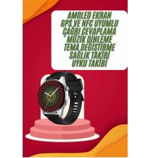 Yeni Nesil Akıllı Saat Çift Kordonlu 1.5 Inç Yuvarlak Ekran GPS ve NFC Uyumlu