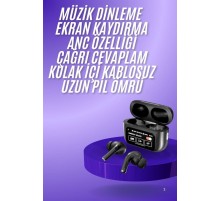 Yeni Nesil ANC Özellikli Çağrı Cevaplayan Dokunmatik Ekranlı Bluetooth Kulaklık Siyah